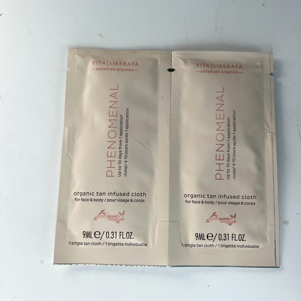 Vita Liberata Phenomenal Organic Tan Infused Cloths Wipes Medium Travel 2ct New